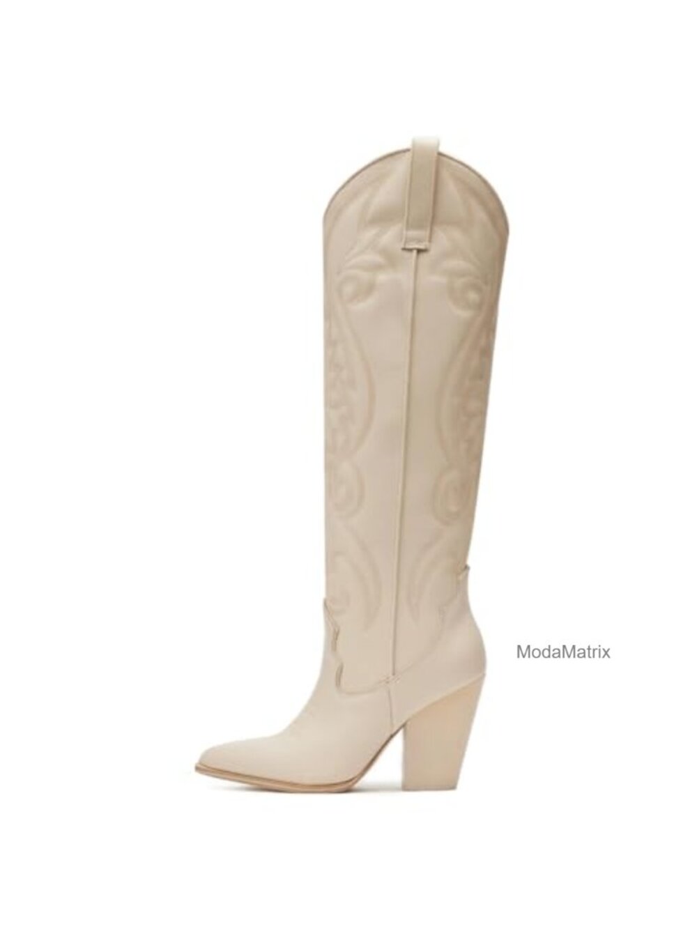Women's Knee High Cowboy Boots Chunky Heel Embroidered Western Wide Calf